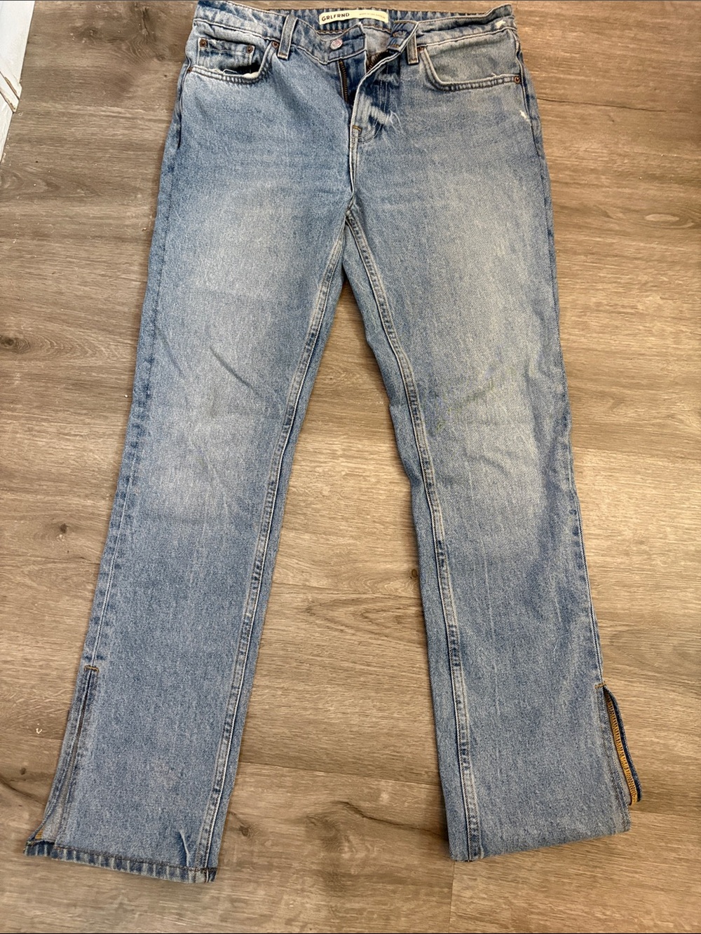 GRLFRND Light Wash Boot-Cut Jeans